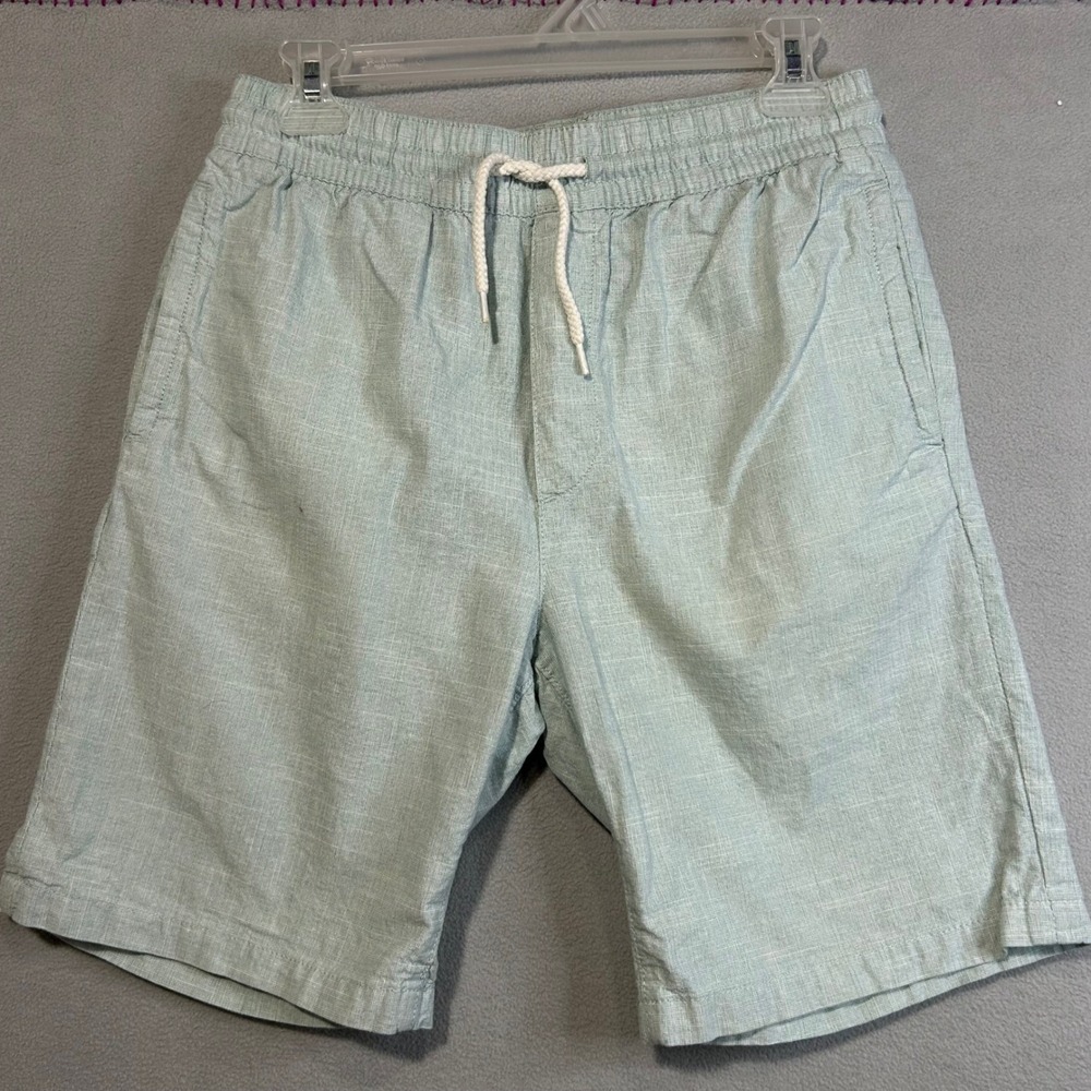 H&M Shorts Men's XS Light green white mini checkCotton Drawstring Pull On Shorts